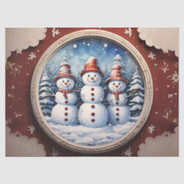 Papel De Seda Alegre familia Snowman con Accesorios Decoupage C
