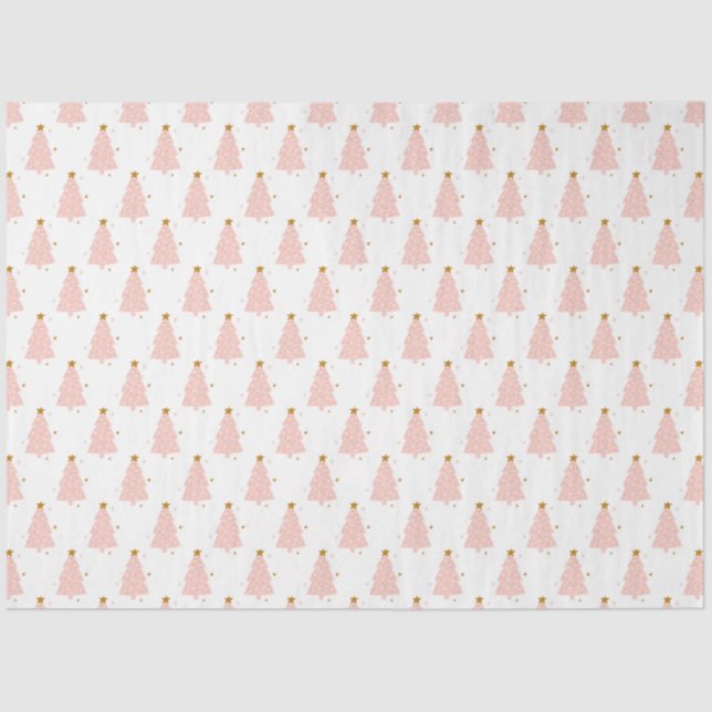 Papel De Seda Alegre festividad rosada en árbol de Navidad (Anverso)