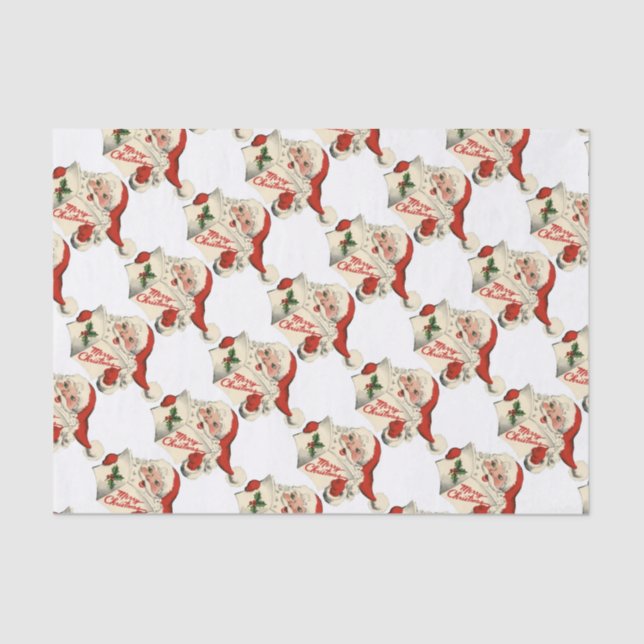 Papel De Seda Alegre Retro Santa Claus (Anverso)