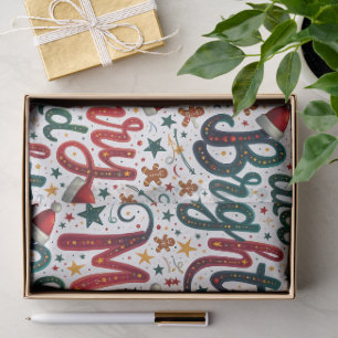 Papel De Seda Alegre y Brillante Tipografía Retro Festiva y Colo