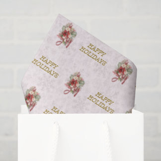 Papel De Seda Alegría Escritura Roja Botánica Navidad