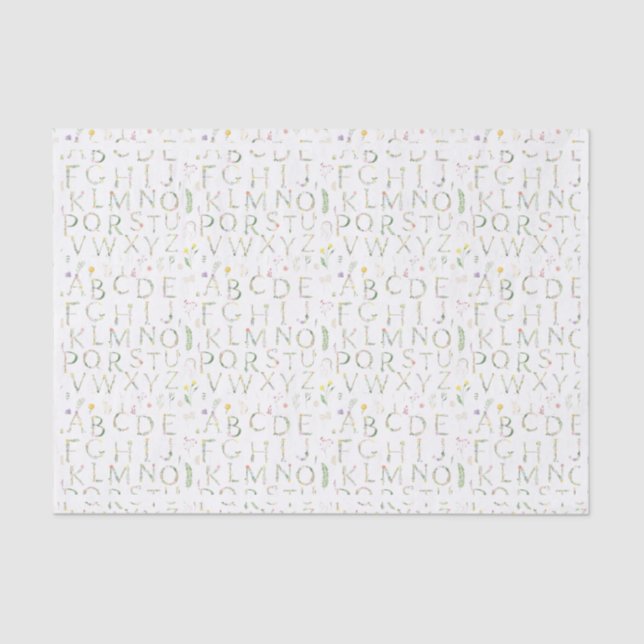 Papel De Seda Alfabeto acuático floral (Anverso)