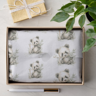 Papel De Seda Alfabeto de animales bebés en acuarela linda Panda