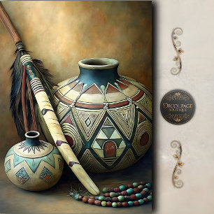 Papel De Seda Alfarería tribal y decoupage de bastón de plumas