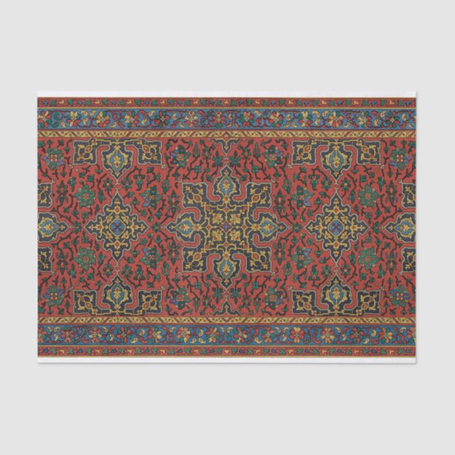 Papel De Seda Alfombra Persa Clásica Roja Azul (Anverso)