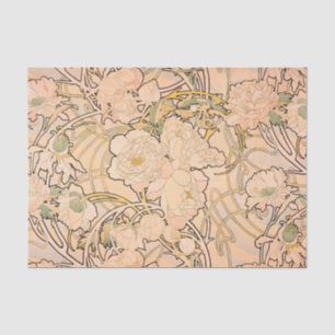 Papel De Seda Alfonse Mucha Art Nouveau Peonies