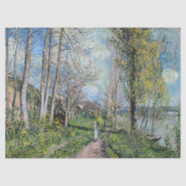 Papel De Seda Alfred Sisley - Bancos del Sena en By (Anverso)