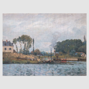 Papel De Seda Alfred Sisley - Barcas en la esclusa de Bougival