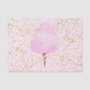 Papel De Seda Algodón de azúcar rosa y Confeti dorado Fiesta de 