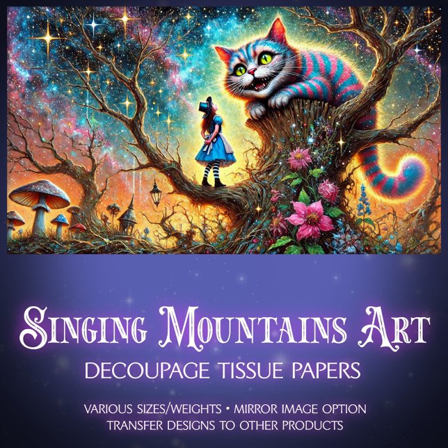 Papel De Seda Alice and Cat Twilight Tree Talk Decoupage (Subido por el creador)