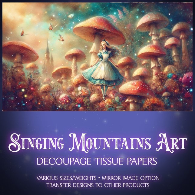 Papel De Seda Alice and Whimsical Mushrooms Wonderland Decoupage (Subido por el creador)