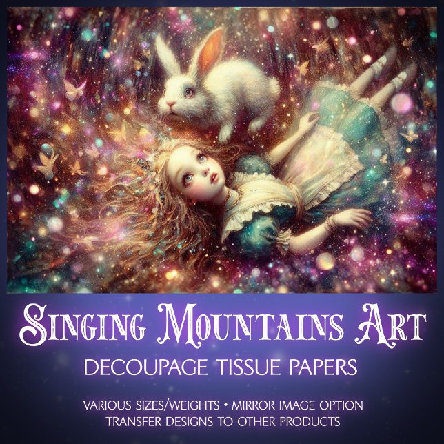 Papel De Seda Alice and White Rabbit Dreamy Descent Decoupage (Subido por el creador)