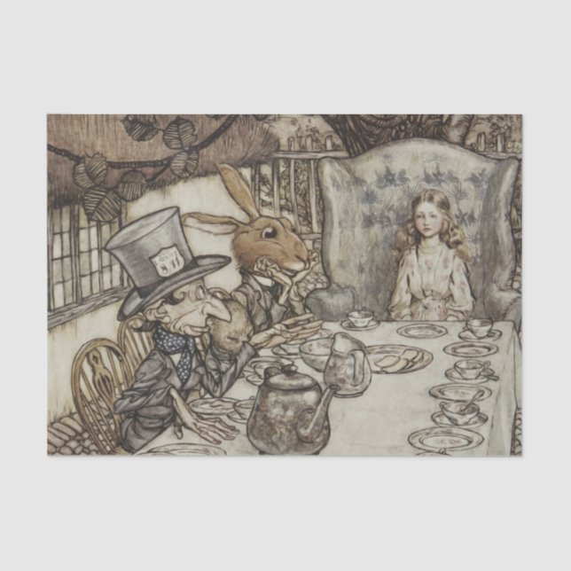 Papel De Seda Alice Birthday Uncumpleaños Rabbit Hatter Fiesta (Anverso)