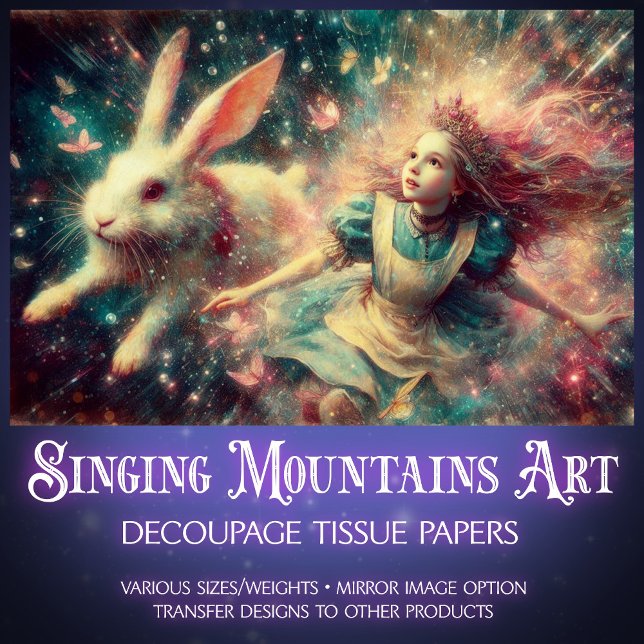 Papel De Seda Alice Falling Into Wonderland Fantasy Decoupage (Subido por el creador)