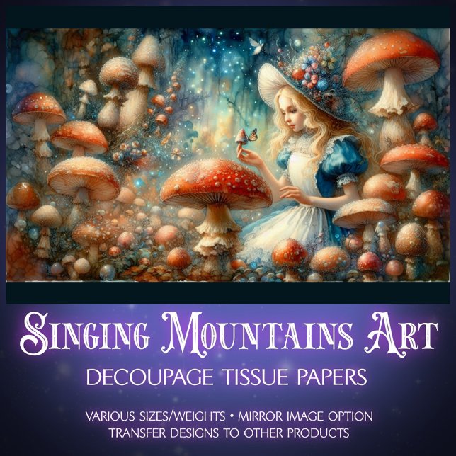 Papel De Seda Alice In Fairytale Mushroom Forest Decoupage (Subido por el creador)