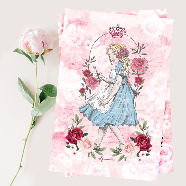 Papel De Seda Alice In Wonderland Collage Decoupage Rosas Floral (Subido por el creador)