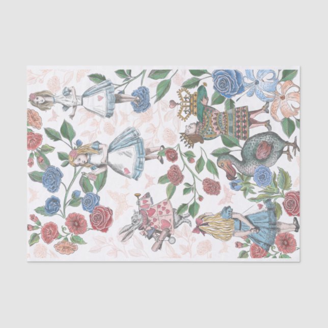 Papel De Seda Alice In Wonderland Collage Decoupage White (Anverso)