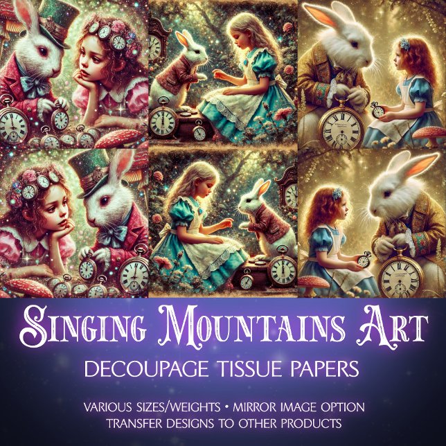 Papel De Seda Alice In Wonderland Fantasy Art Decoupage (Subido por el creador)