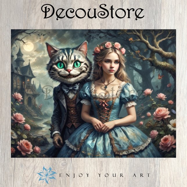 Papel De Seda Alice y el gato de Cheshire en decoupage (Subido por el creador)