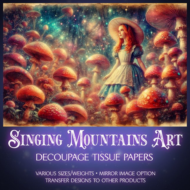 Papel De Seda Alice's Mushroom Forest Adventure Decoupage (Subido por el creador)