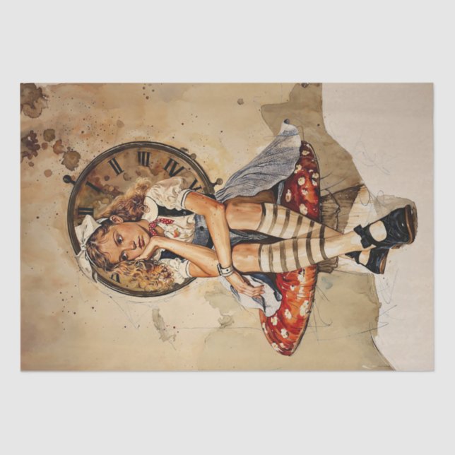 Papel De Seda Alicia aburrida en el país de las maravillas senta (Anverso)