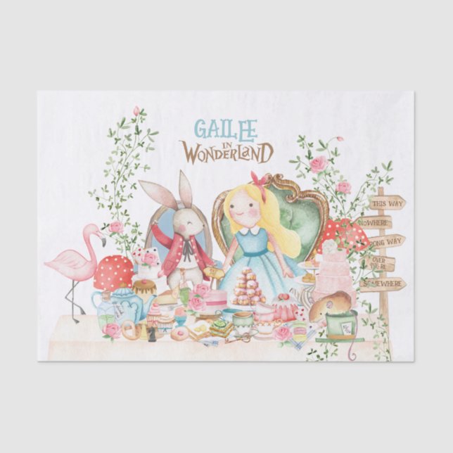 Papel De Seda Alicia aventuras en Woderland Birthday Tea Fiesta (Anverso)