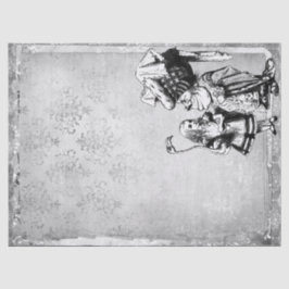 Papel De Seda Alicia blanca y negra en el país de las maravillas