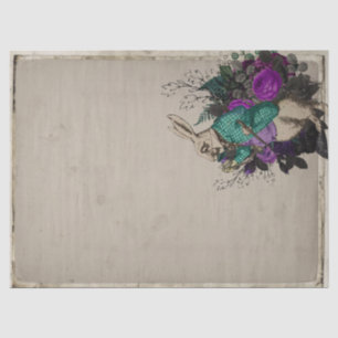 Papel De Seda Alicia de conejo blanco morado floral en el país d