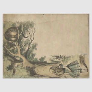 Papel De Seda Alicia de gato de Cheshire añejo en desacuerdo de 