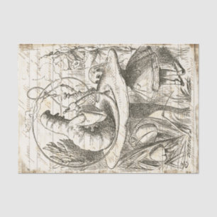 Papel De Seda Alicia de Vintage en el desmoronamiento de orugas 