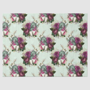 Papel De Seda Alicia en el desenlace verde del conejo de maravil