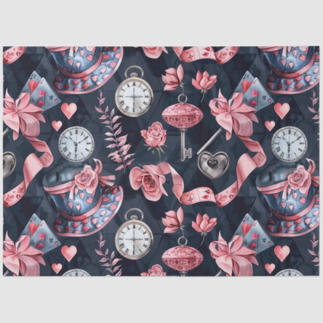 Papel De Seda Alicia en el patrón del país de las maravillas (Anverso)