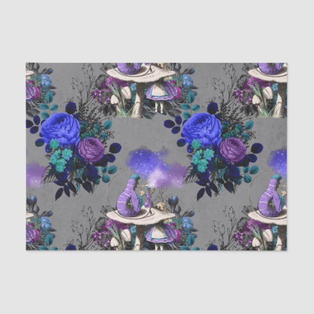 Papel De Seda Alicia en las flores fumadoras de oruga (Anverso)