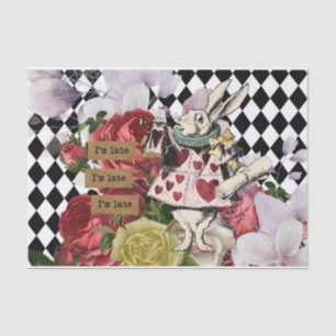 Papel De Seda Alicia vintage en conejo blanco en el país de las