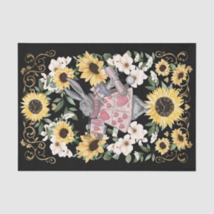 Papel De Seda Alicia vintage en conejo de maravillas y girasoles