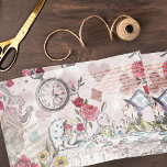 Papel De Seda Alicia Vintage En La Decoración Del Collage De Won<br><div class="desc">Hemos diseñado este hermoso papel de papel higiénico vintage de Alice in Wonderland. El diseño presenta una mezcla de nuestros propios florales originales dibujados a mano y obras de arte. Hemos restaurado meticulosamente los ilustraciones vintage de la icónica Alicia en el País de las Maravillas dibujándolos a mano y llevándolos...</div>