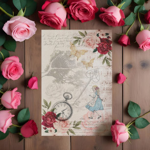 Papel De Seda Alicia Vintage En La Decoración Del Collage De Won