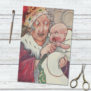 Papel De Seda Alicia vintage en Reina y bebé del país de las mar