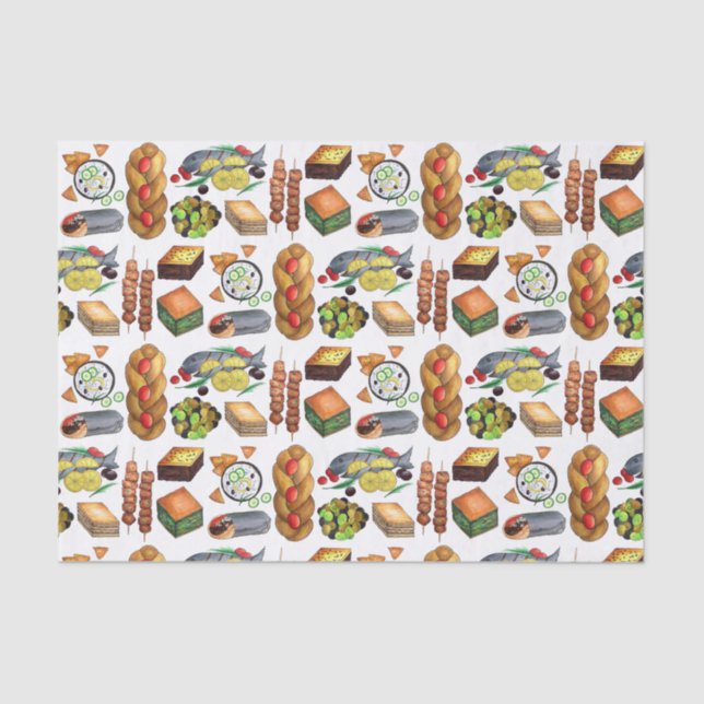 Papel De Seda Alimentos mediterráneos griegos Imprimir cocina gr (Anverso)