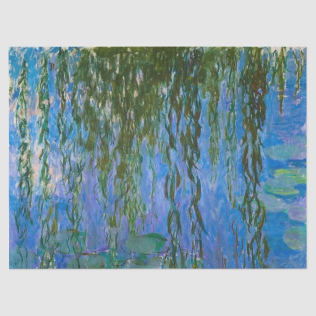 Papel De Seda Alirios de agua y ramas llorosas por Monet (Anverso)