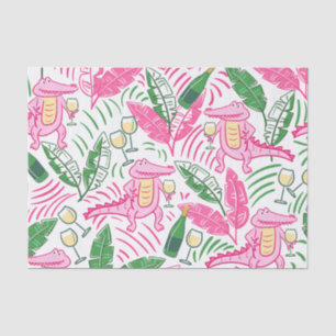 Papel De Seda Alligator Wine Pink Green Preppy