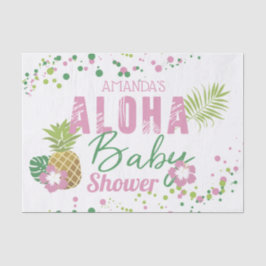 Papel De Seda Aloha Baby Pink and Green Pineapple Baby Shower