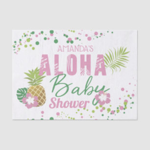 Papel De Seda Aloha Bebé Rosa y Verde Piña Baby Shower