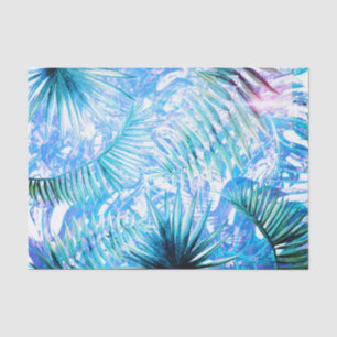 Papel De Seda Aloha- Palm Tropical Azul y Jardín Monstera