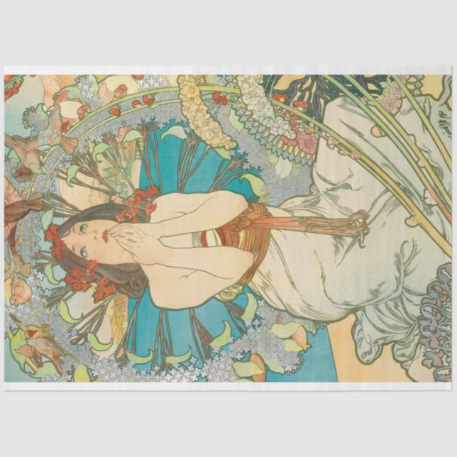Papel De Seda Alphonse Mucha Art Decó Art Nouveau Decoupage (Anverso)