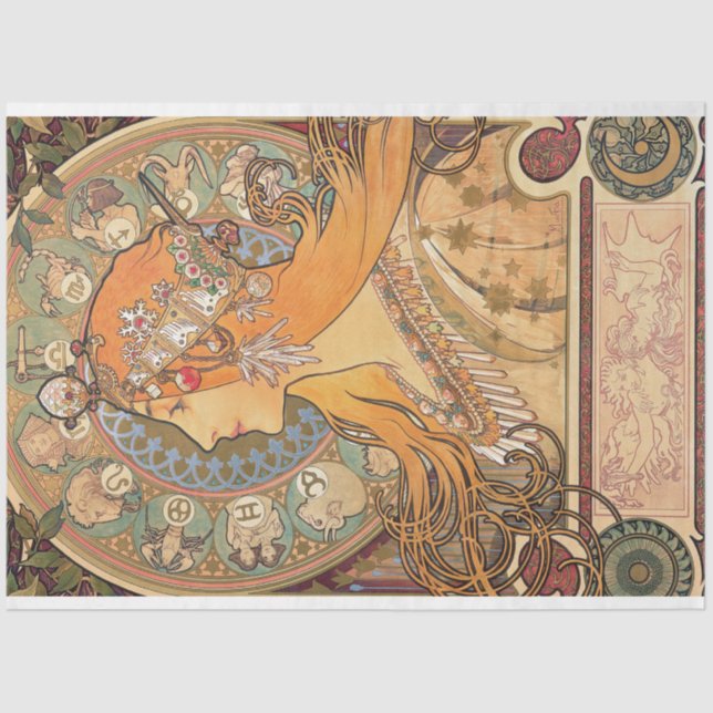 Papel De Seda Alphonse Mucha Art Decó Art Nouveau Decoupage (Anverso)