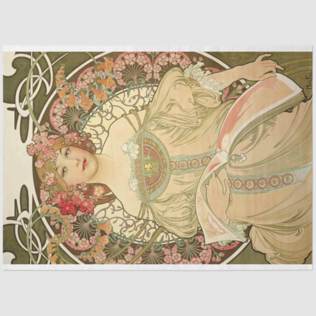 Papel De Seda Alphonse Mucha Art Decó Art Nouveau Decoupage (Anverso)