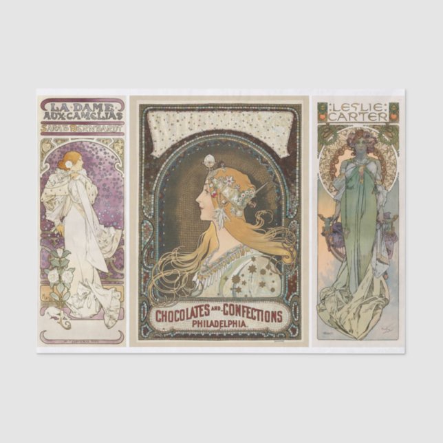 Papel De Seda Alphonse Mucha Art Nouveau Para Artistas (Anverso)