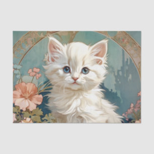 Papel De Seda Alphonse Mucha Estilo Gato Blanco