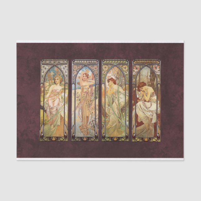 Papel De Seda Alphonse Mucha, los tiempos del día (Anverso)